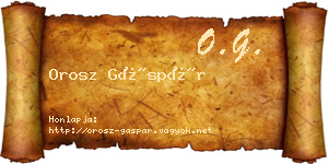 Orosz Gáspár névjegykártya